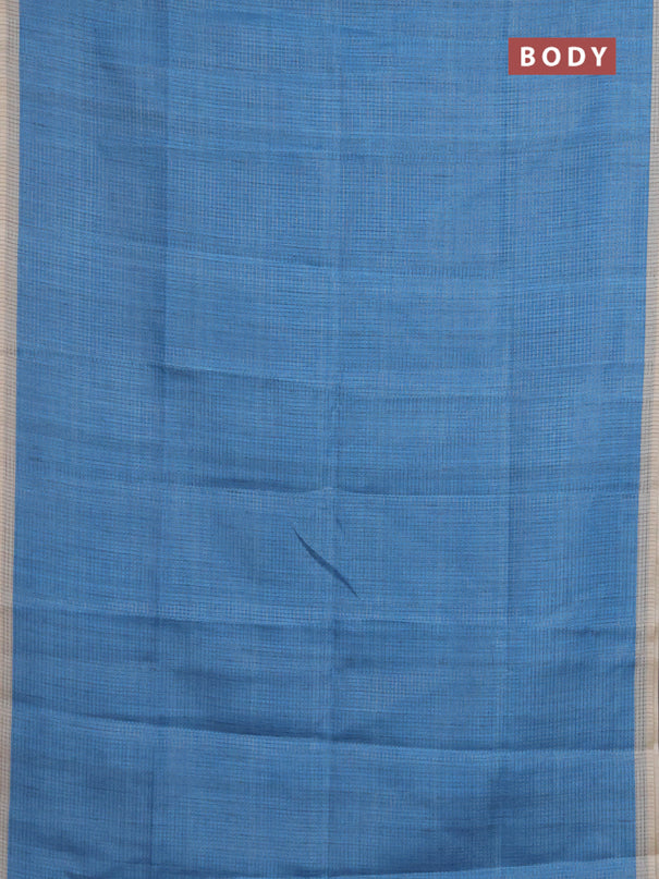 Chappa saree light blue and grey with allover small zari checked pattern and elephant butta prints