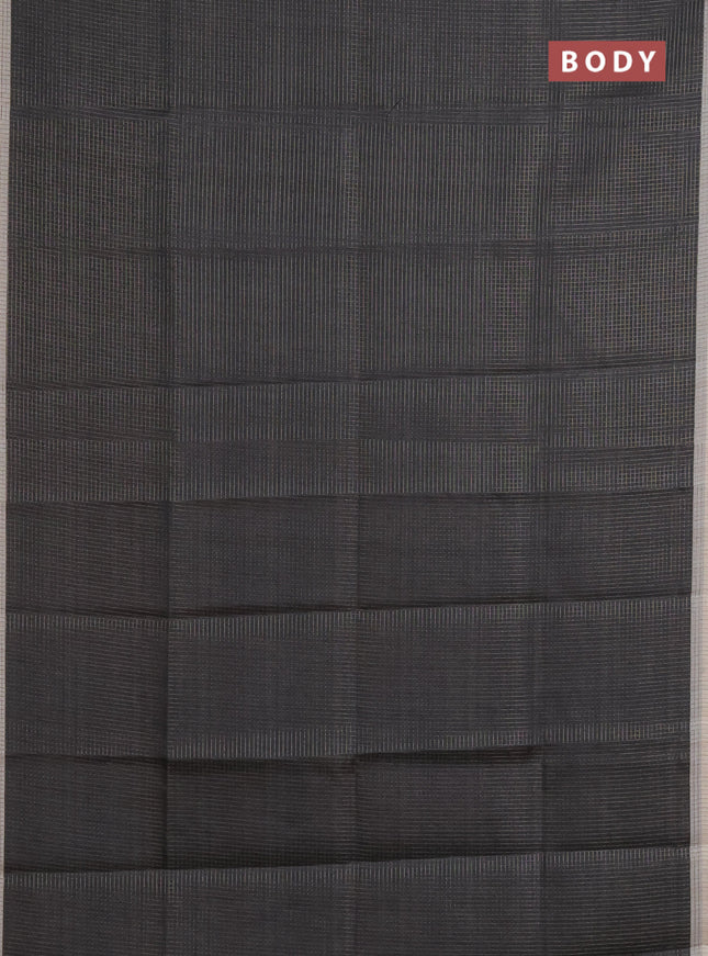 Chappa saree elephant grey and grey with allover small zari checked pattern and elephant butta prints