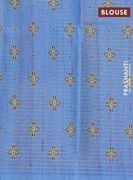 Chappa saree pastel green and blue with allover small zari checked pattern & butta prints and printed border