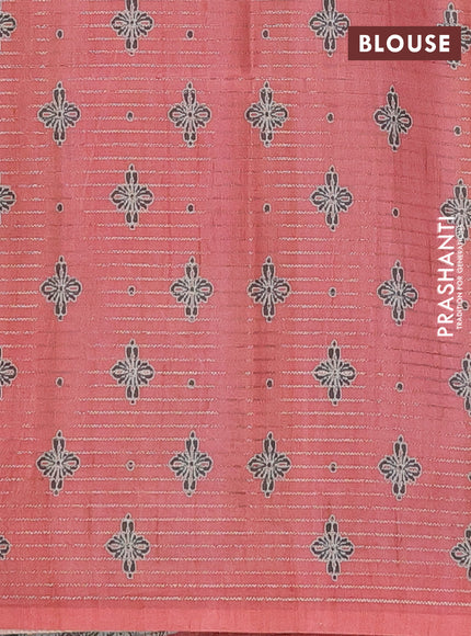 Chappa saree pastel green and red shade with allover small zari checked pattern & butta prints and printed border