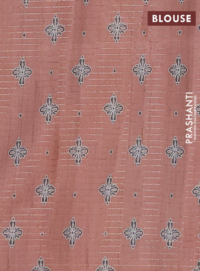 Chappa saree pastel grey and brown with allover small zari checked pattern & butta prints and printed border