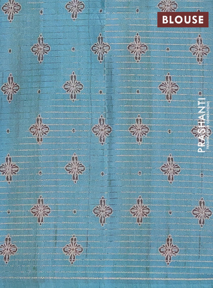 Chappa saree peach shade and teal blue with allover small zari checked pattern & butta prints and printed border