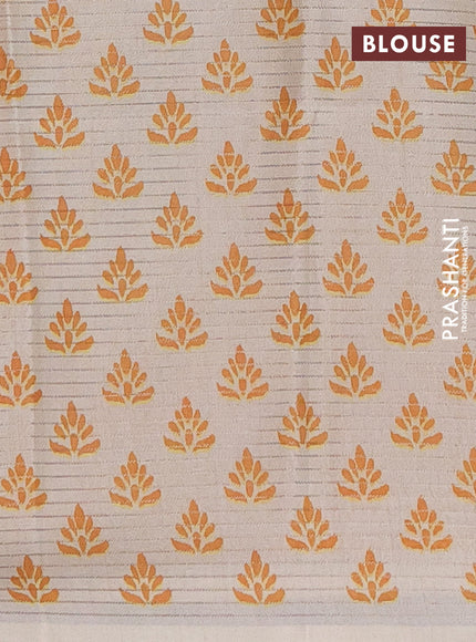 Chappa saree beige and mustard shade with allover small zari checked pattern and printed border