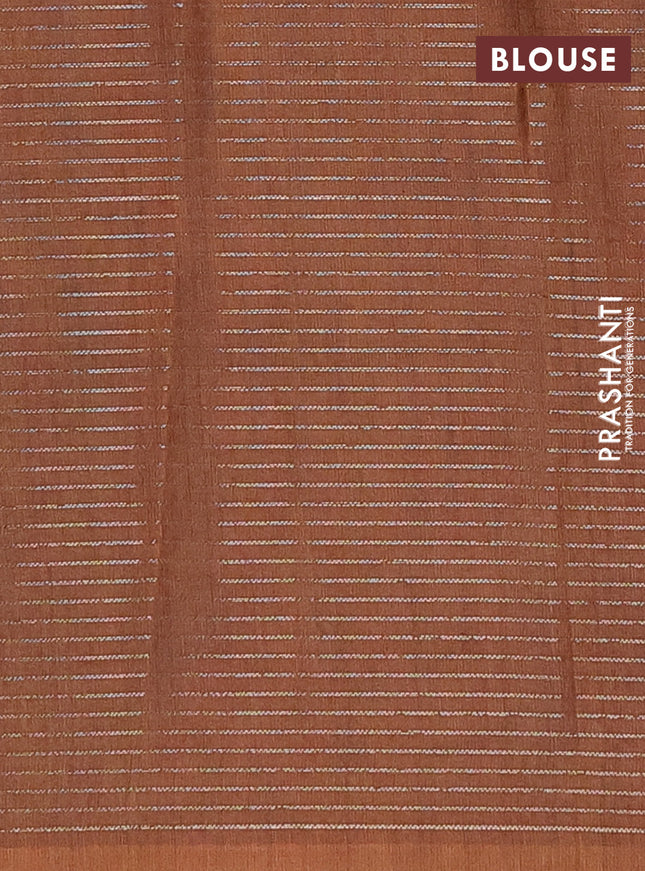 Chappa saree brown and beige with allover small zari checked pattern and floral digital printed pallu