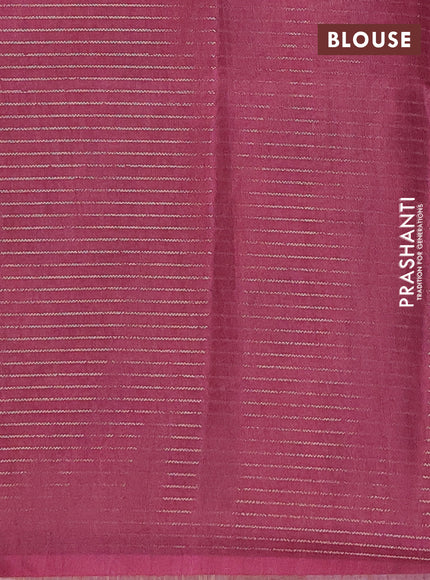 Chappa saree dark magenta pink and beige with allover small zari checked pattern and floral digital printed pallu