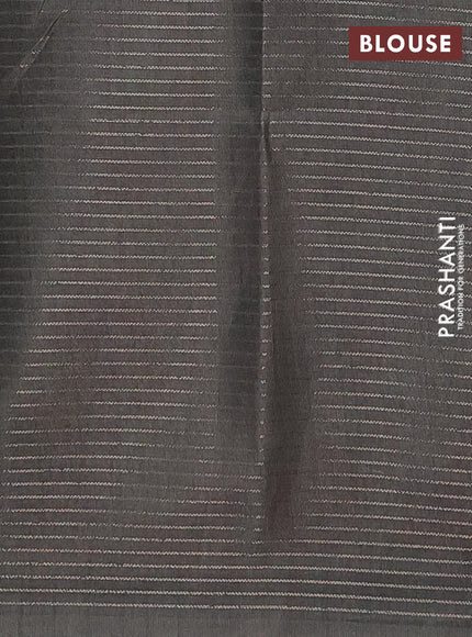 Chappa saree grey and beige with allover small zari checked pattern and floral digital printed pallu