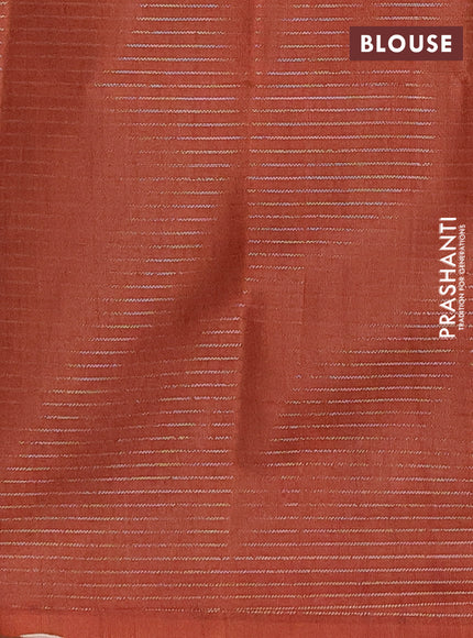 Chappa saree rustic orange and beige with allover small zari checked pattern and floral digital printed pallu