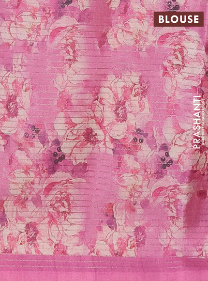 Chappa saree yellow and pink with allover small zari checked pattern and floral digital printed pallu