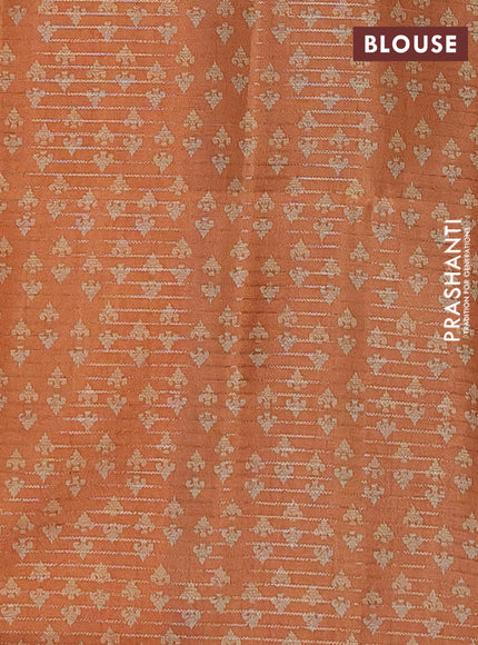 Chappa saree cs blue and orange with allover small zari checked pattern & prints and piping border