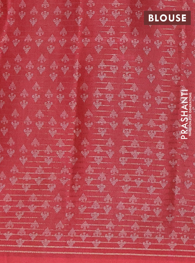 Chappa saree grey and maroon with allover small zari checked pattern & prints and piping border