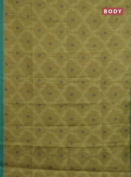 Chappa saree light green and green with allover small zari checked pattern & prints and piping border