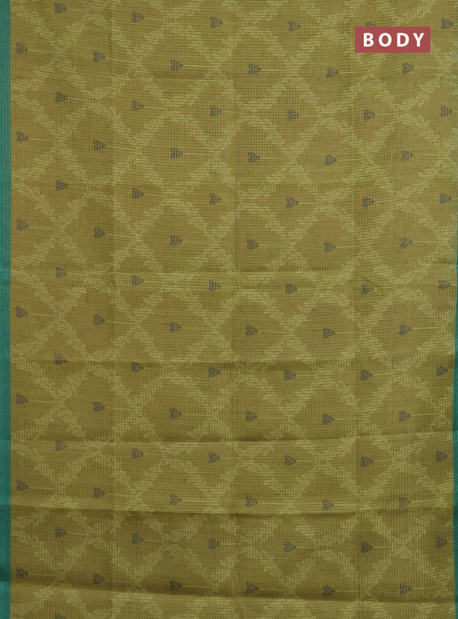 Chappa saree light green and green with allover small zari checked pattern & prints and piping border