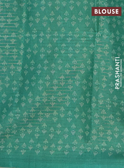 Chappa saree light green and green with allover small zari checked pattern & prints and piping border