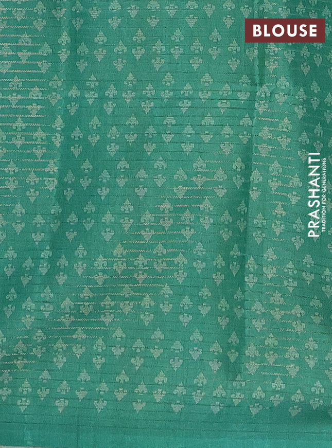 Chappa saree light green and green with allover small zari checked pattern & prints and piping border
