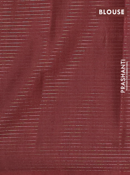 Chappa saree maroon and grey with allover small zari checked pattern and printed border