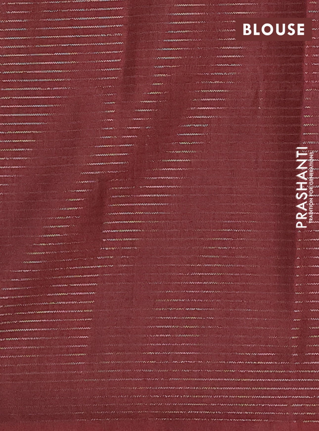 Chappa saree maroon and grey with allover small zari checked pattern and printed border