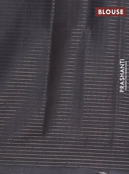 Chappa saree elephant grey and grey with allover small zari checked pattern and printed border