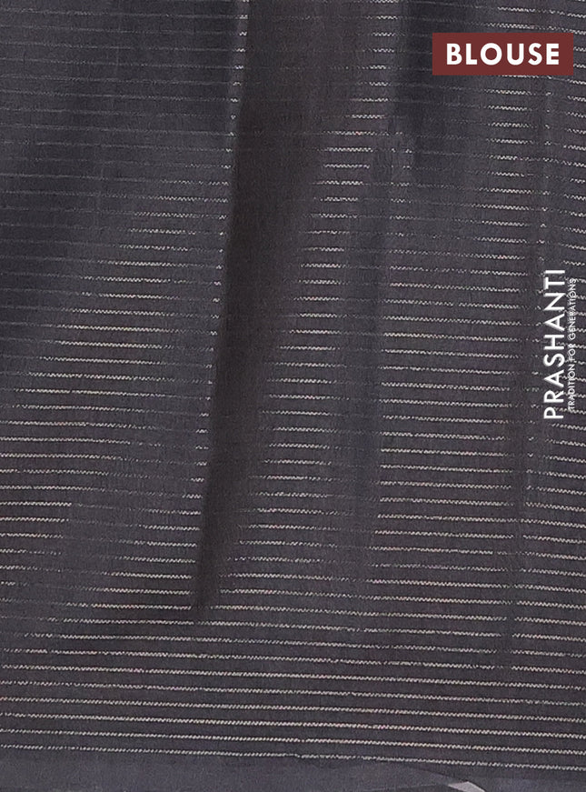 Chappa saree elephant grey and grey with allover small zari checked pattern and printed border