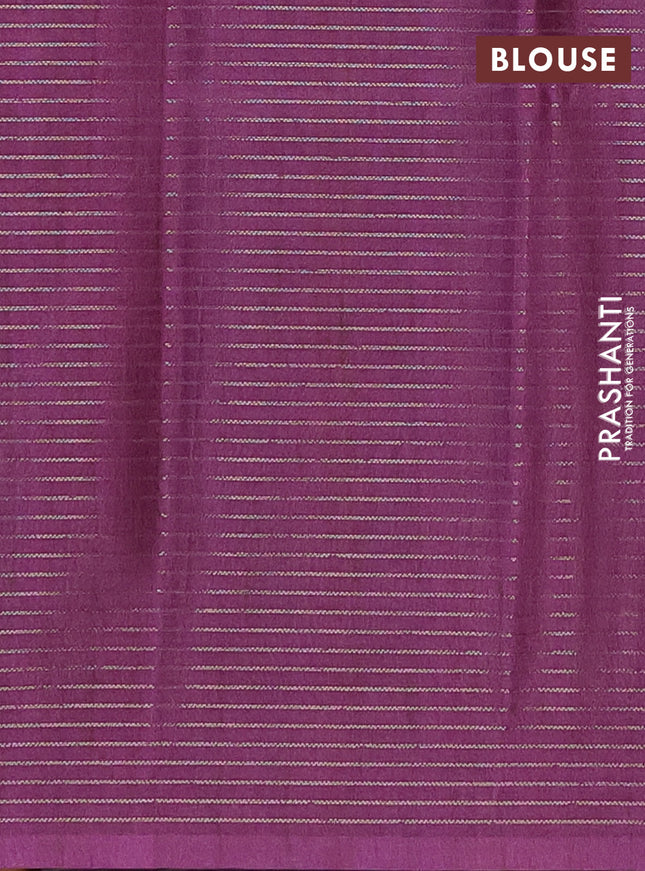 Chappa saree purple and grey with allover small zari checked pattern and printed border