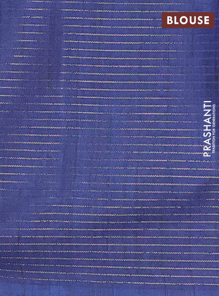 Chappa saree blue and grey with allover small zari checked pattern and printed border