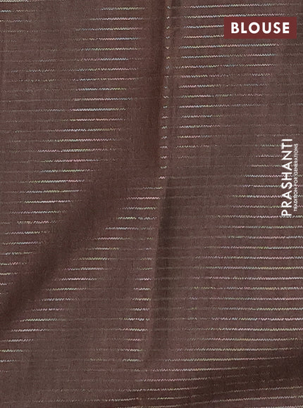Chappa saree coffee brown and grey with allover small zari checked pattern and printed border