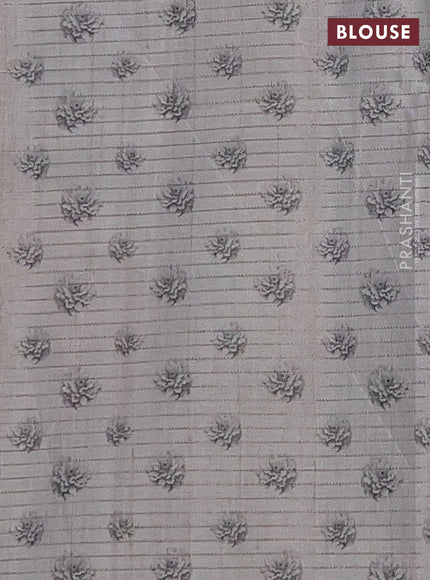 Chappa saree grey and black with allover small zari checked pattern & floral digital prints and ganga jamuna border