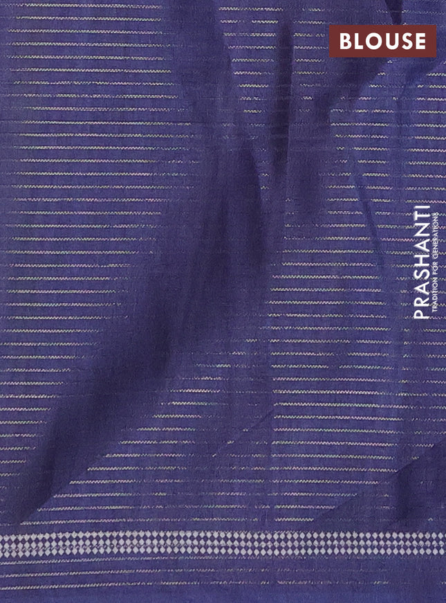 Chappa saree pastel pink and dark blue with allover small zari checked pattern and temple design zari woven border