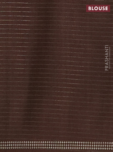 Chappa saree pastel green and brown with allover small zari checked pattern and temple design zari woven border