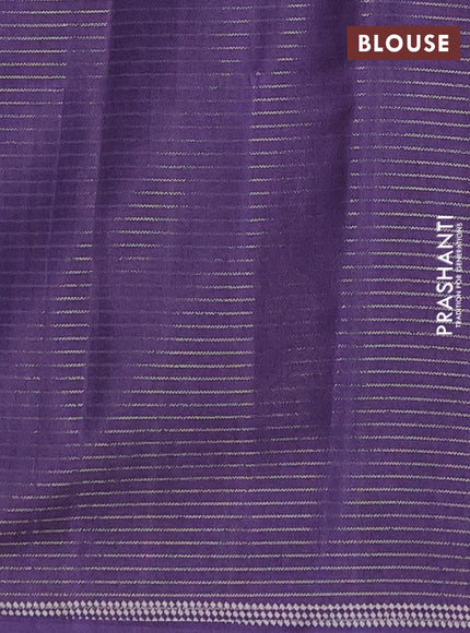 Chappa saree light pink and violet with allover small zari checked pattern and temple design zari woven border