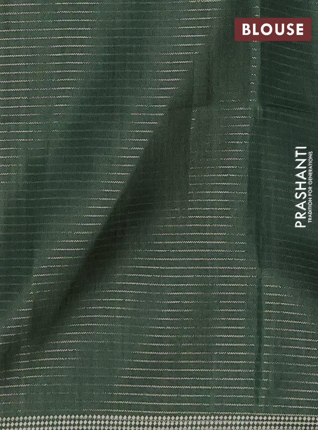 Chappa saree pastel lavender and dark green with allover small zari checked pattern and temple design zari woven border