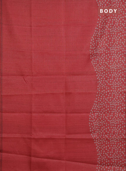 Chappa saree maroon with allover small zari checked pattern and floral digital printed pallu