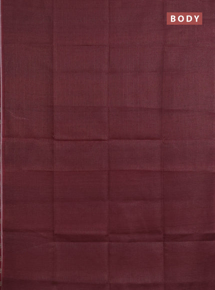 Chappa saree maroon and beige with allover small zari checked pattern and madhubani printed pallu