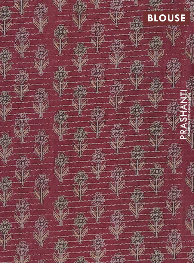Chappa saree maroon and beige with allover small zari checked pattern and madhubani printed pallu