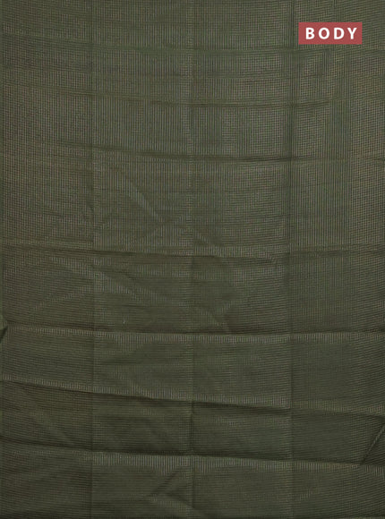 Chappa saree sap green and beige with allover small zari checked pattern and madhubani printed pallu