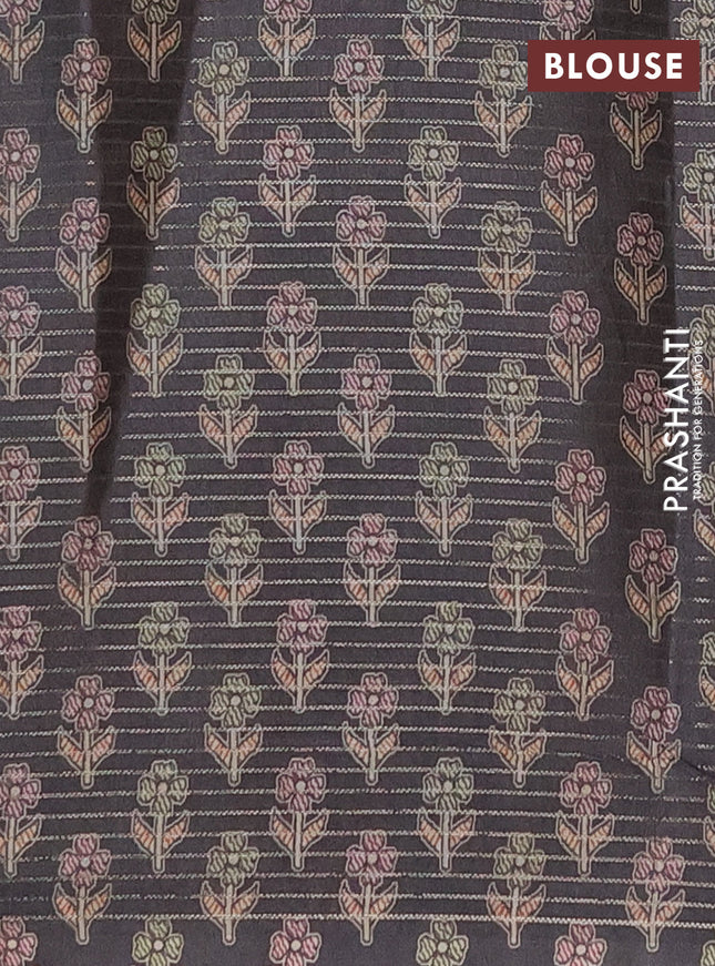 Chappa saree black and beige with allover small zari checked pattern and madhubani printed pallu