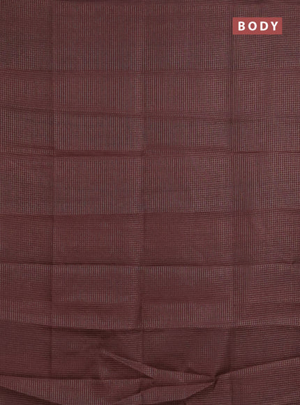 Chappa saree brown and beige with allover small zari checked pattern and madhubani printed pallu