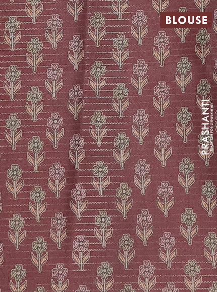 Chappa saree brown and beige with allover small zari checked pattern and madhubani printed pallu