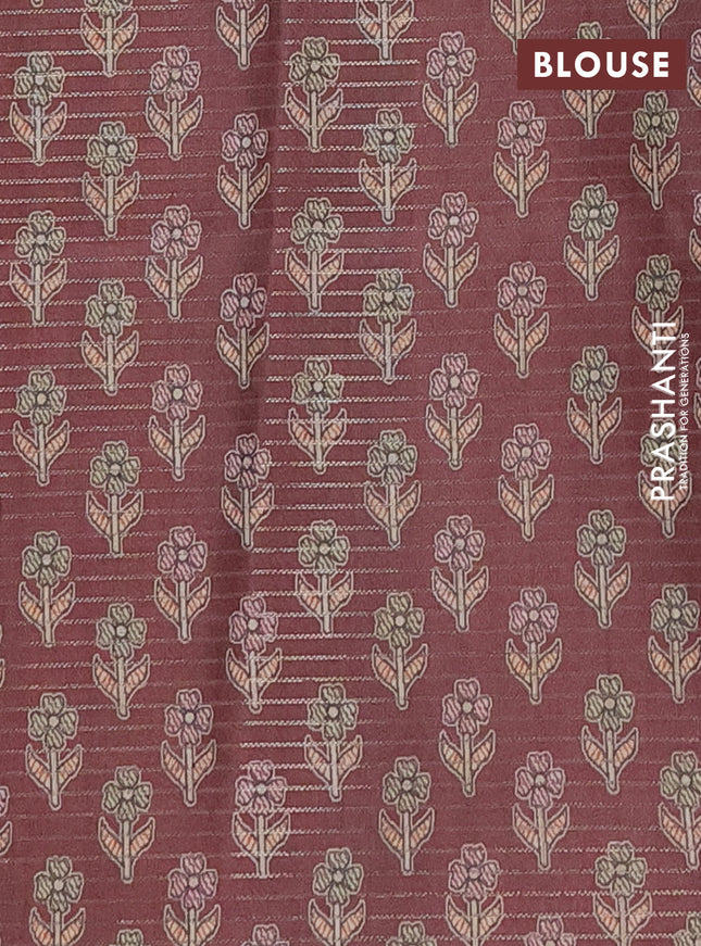 Chappa saree brown and beige with allover small zari checked pattern and madhubani printed pallu