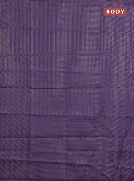 Chappa saree violet and beige with allover small zari checked pattern and madhubani printed pallu