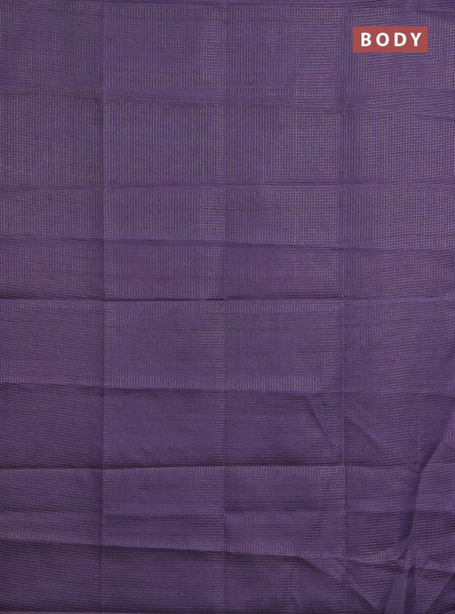 Chappa saree violet and beige with allover small zari checked pattern and madhubani printed pallu