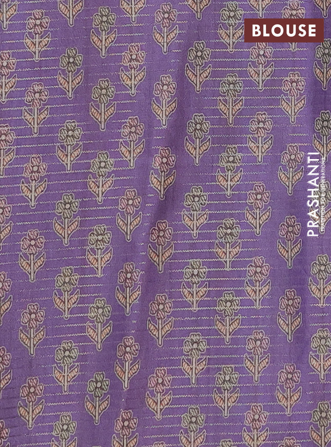 Chappa saree violet and beige with allover small zari checked pattern and madhubani printed pallu
