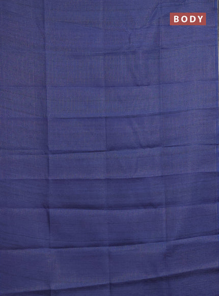 Chappa saree blue and beige with allover small zari checked pattern and madhubani printed pallu