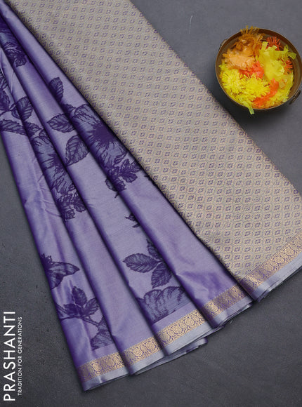 Bangalori semi silk saree lavender shade with allover ikat weaves and zari woven border