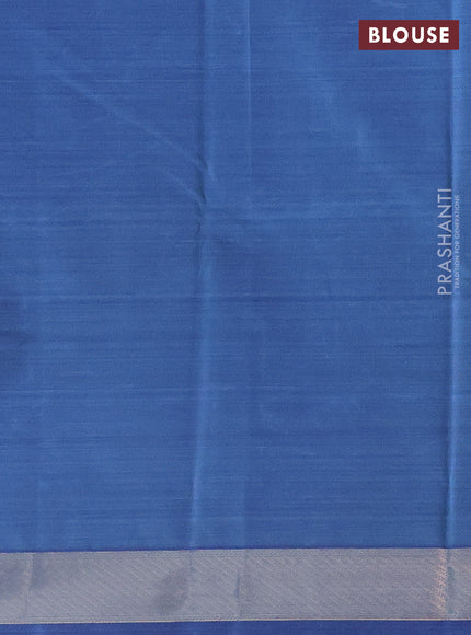 Bangalori semi silk saree light blue with allover elephant ikat butta weaves and zari woven border