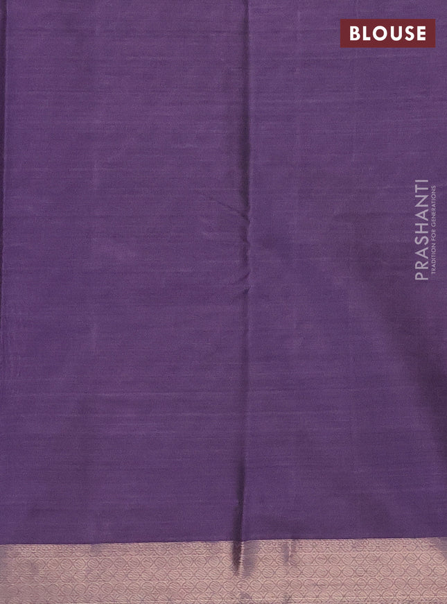 Bangalori semi silk saree mild purple and purple with allover elephant ikat butta weaves and zari woven border