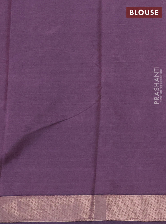 Bangalori semi silk saree pastel peach pink and violet shade with allover elephant ikat butta weaves and zari woven border