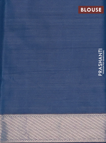 Bangalori semi silk saree teal blue with allover elephant ikat butta weaves and zari woven border