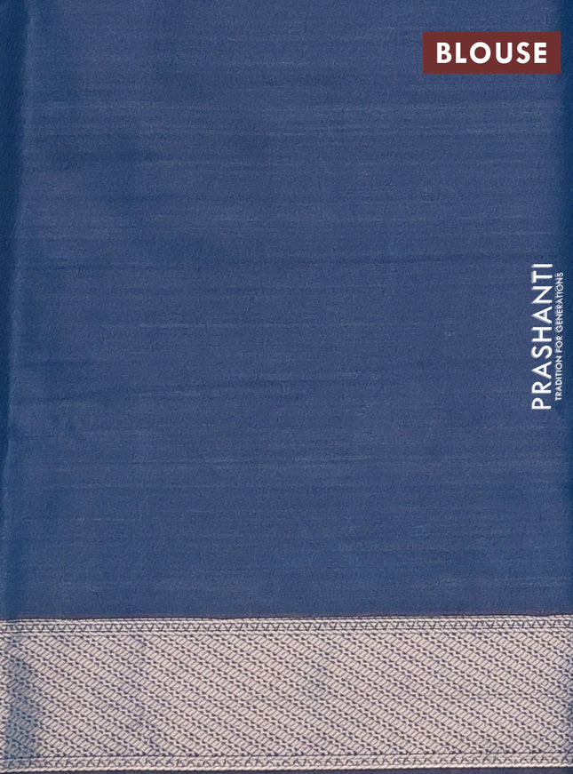 Bangalori semi silk saree teal blue with allover elephant ikat butta weaves and zari woven border