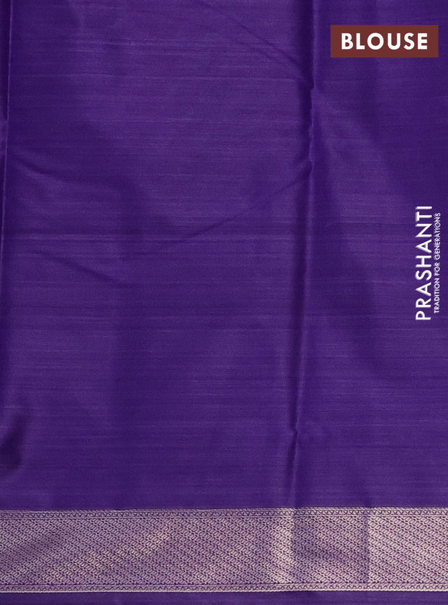 Bangalori semi silk saree purple with allover elephant ikat butta weaves and zari woven border