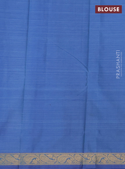 Bangalori semi silk saree light blue and blue with allover ikat weaves and zari woven border